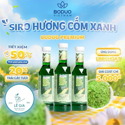 Syrup Boduo Hương Cốm Xanh Premium 750ml x 12 Chai