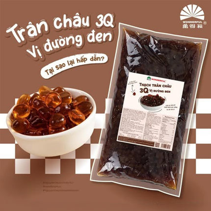 Trân châu 3Q vị đường đen Wonderful 2kg x 6 Gói