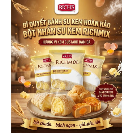 Bột làm nhân bánh su kem (Custard) Richmix Rich's 1kg x 12 gói